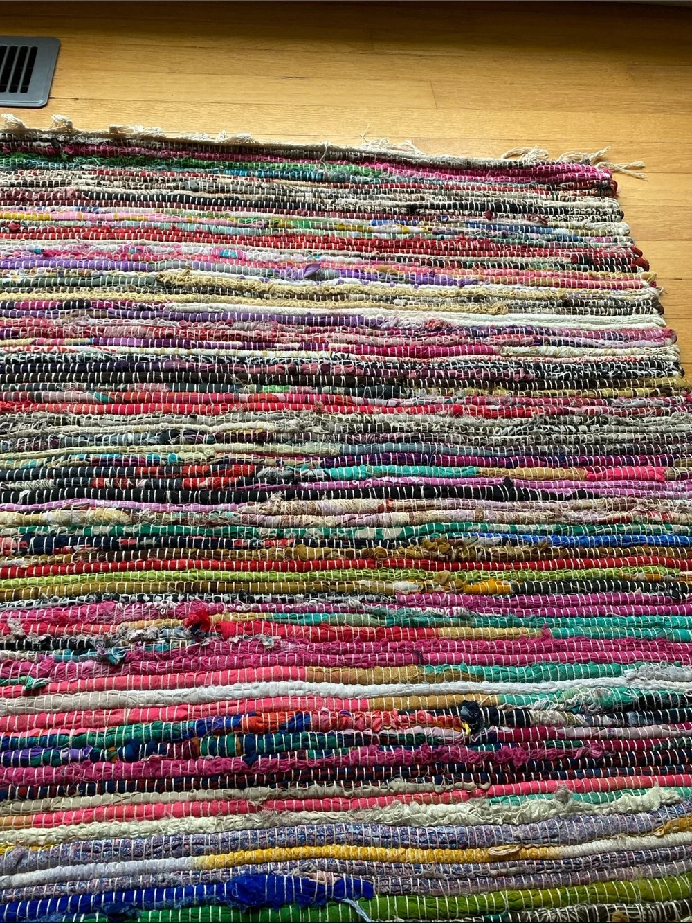 Handwoven Multicolor Rag Rug - Vibrant Stripes